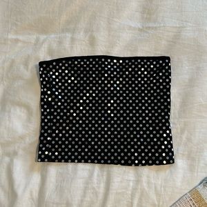NA-KD Black Sequin Bandeau Top